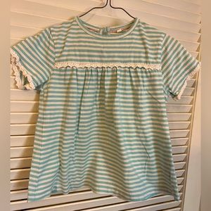 Boden Size 6/7y Blue and White Striped Top